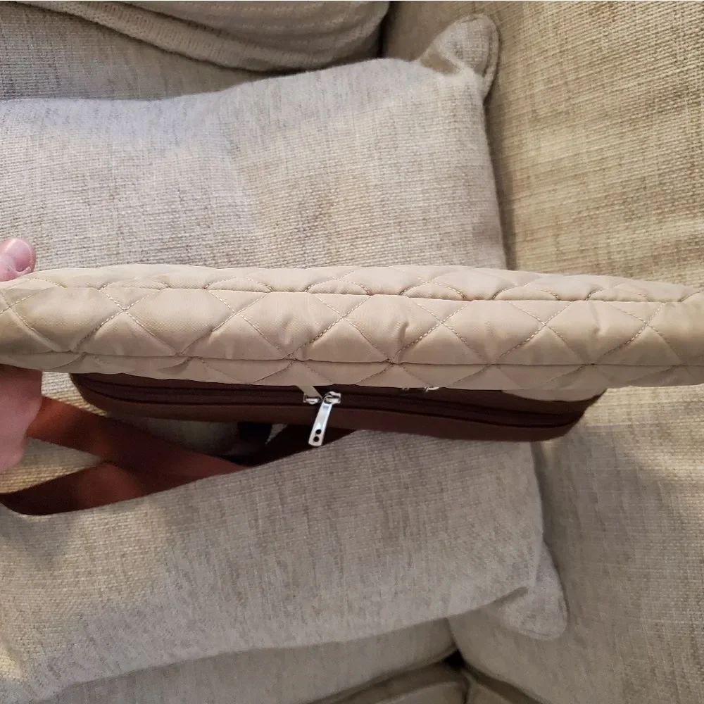 Knomo Tan Quilted Laptop Bag